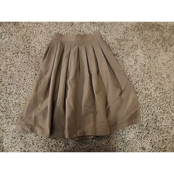 Ann Stevens New York Vintage Wool Skirt Tan Size 10 Pleated - Picture 5 of 6